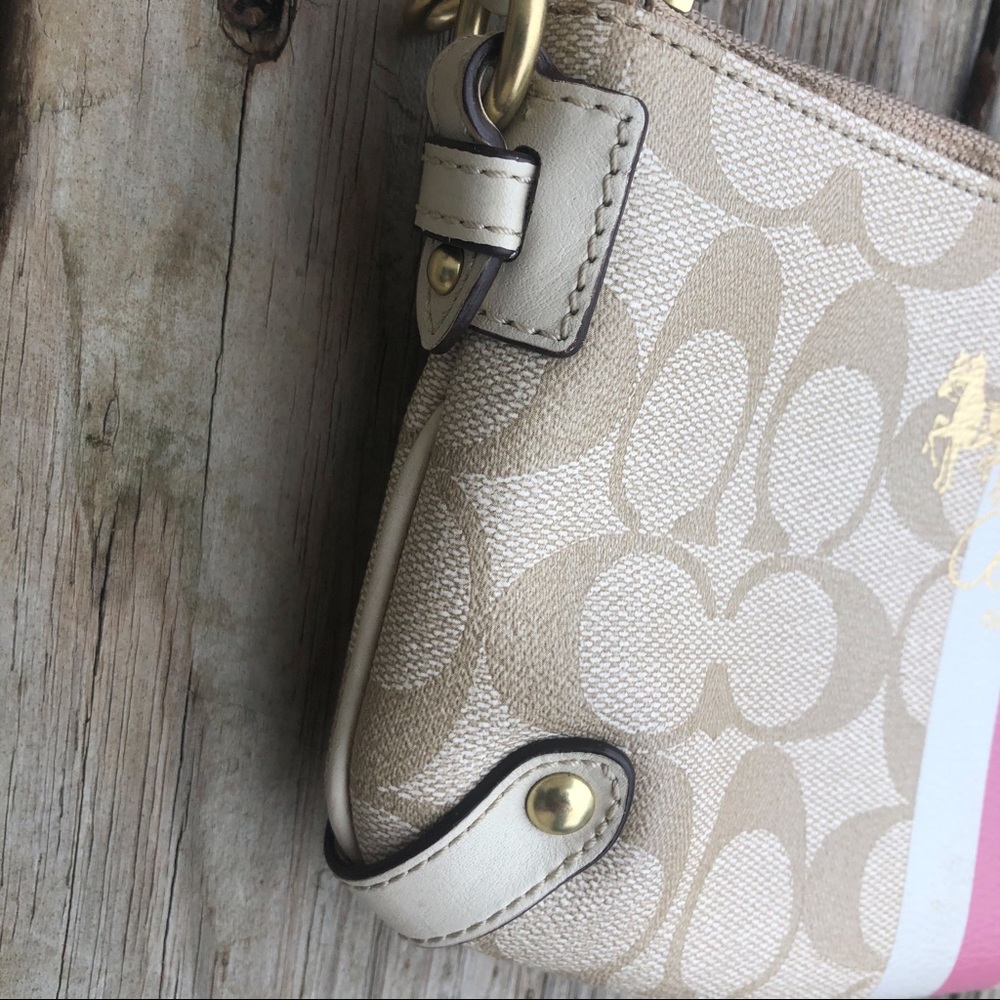 Coach Horse & Carriage Striped Logo Wristlet Bag - Picture 2 of 8